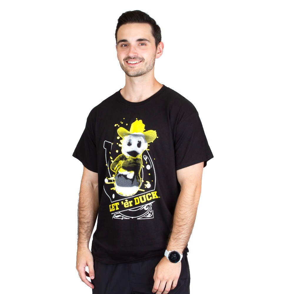 Ducks Spirit, McKenzie SewOn, Black, Crew Neck, Cotton, Men, Unisex, Pendleton, Roundup, Cowboy Hat, Let 'er Duck, T-Shirt, 989865